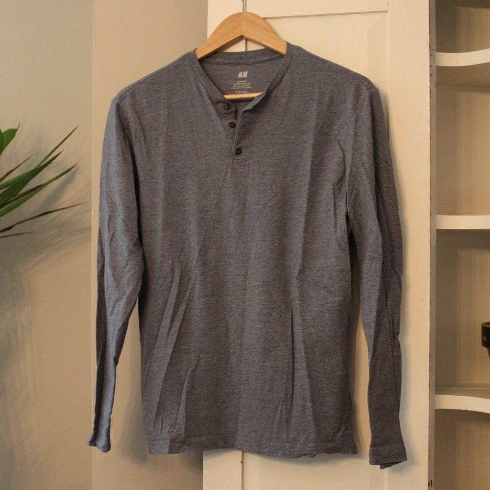 H&M Slim Fit Henley Long Sleeve Tee